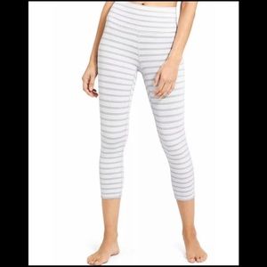 Athleta Grey w/ White Stripe Leggings